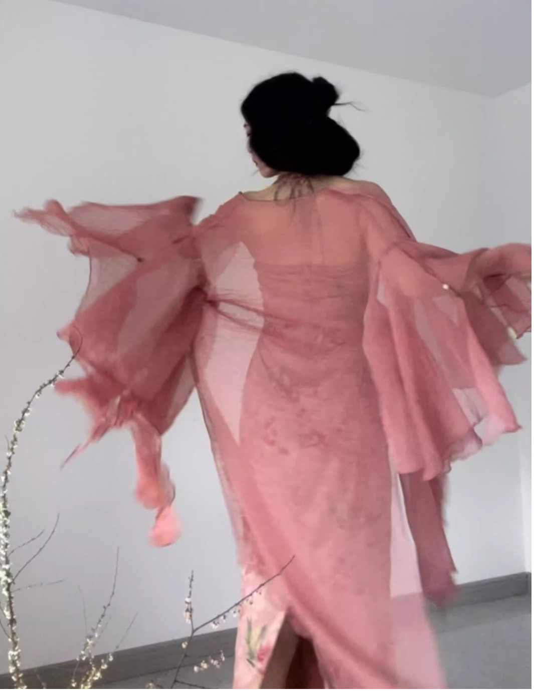 Sakura Blossom Halter Jacquard Cheongsam Dress